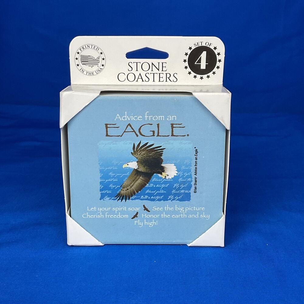 Advice From An Eagle Stone Coasters Set of 4 Ilan Shamir Bird Nature